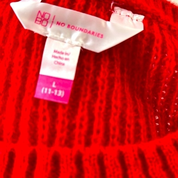 No Boundaries: New Women’s Red knitted Long Sleeve Crew neck Sweater Size L - Picture 5 of 6